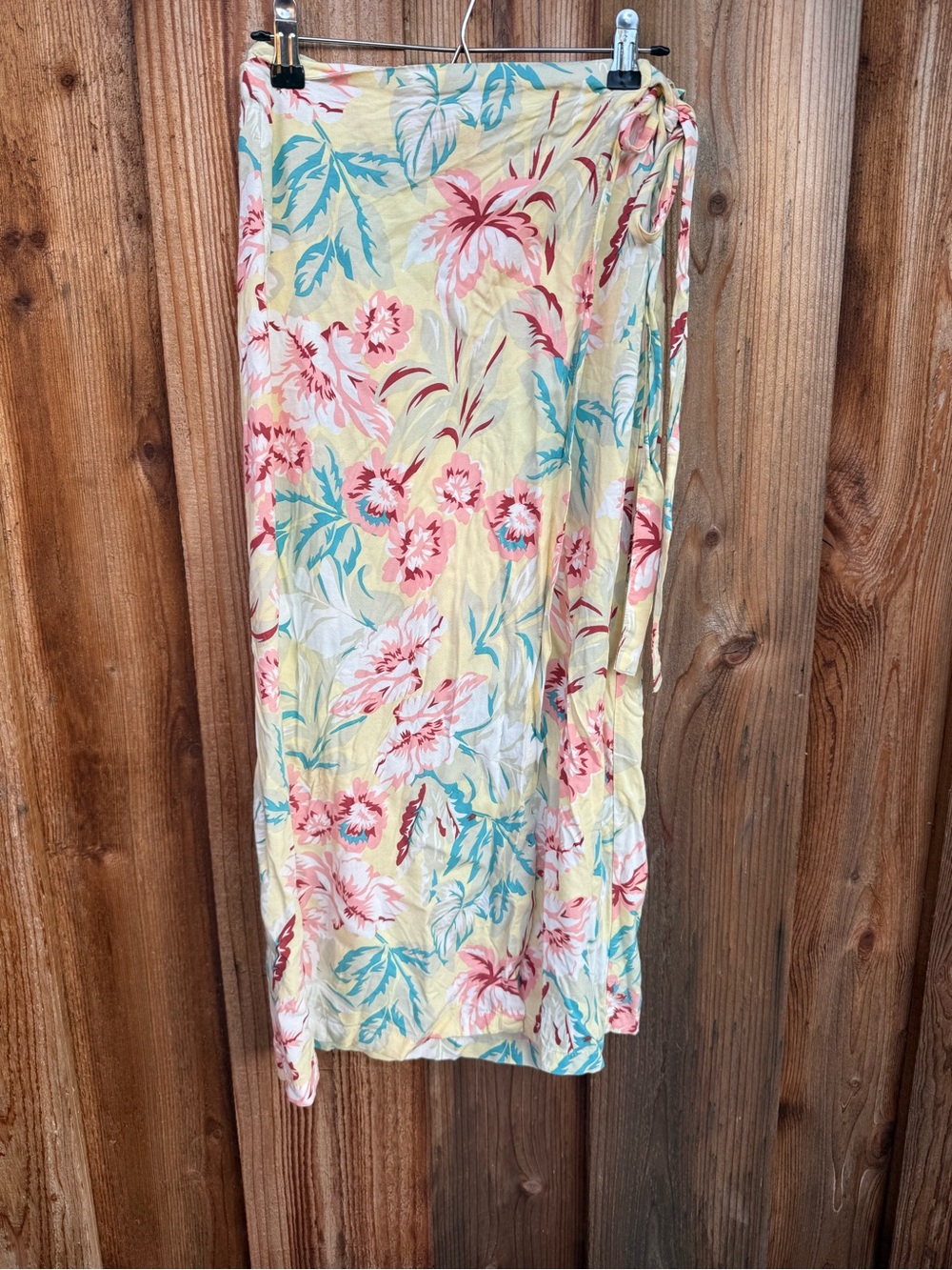 Floral Wrap Midi Skirt in Yellow